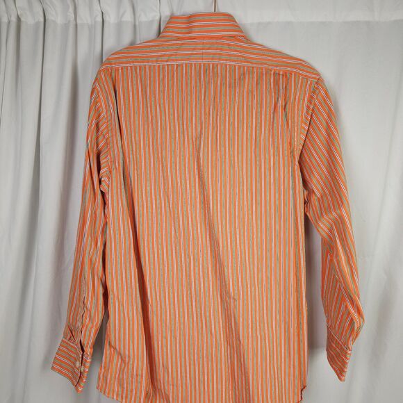 Polo Ralph Lauren Mens 16.5 32/33 Orange Striped Regent Custom Fit Dress Shirt - Picture 2 of 7